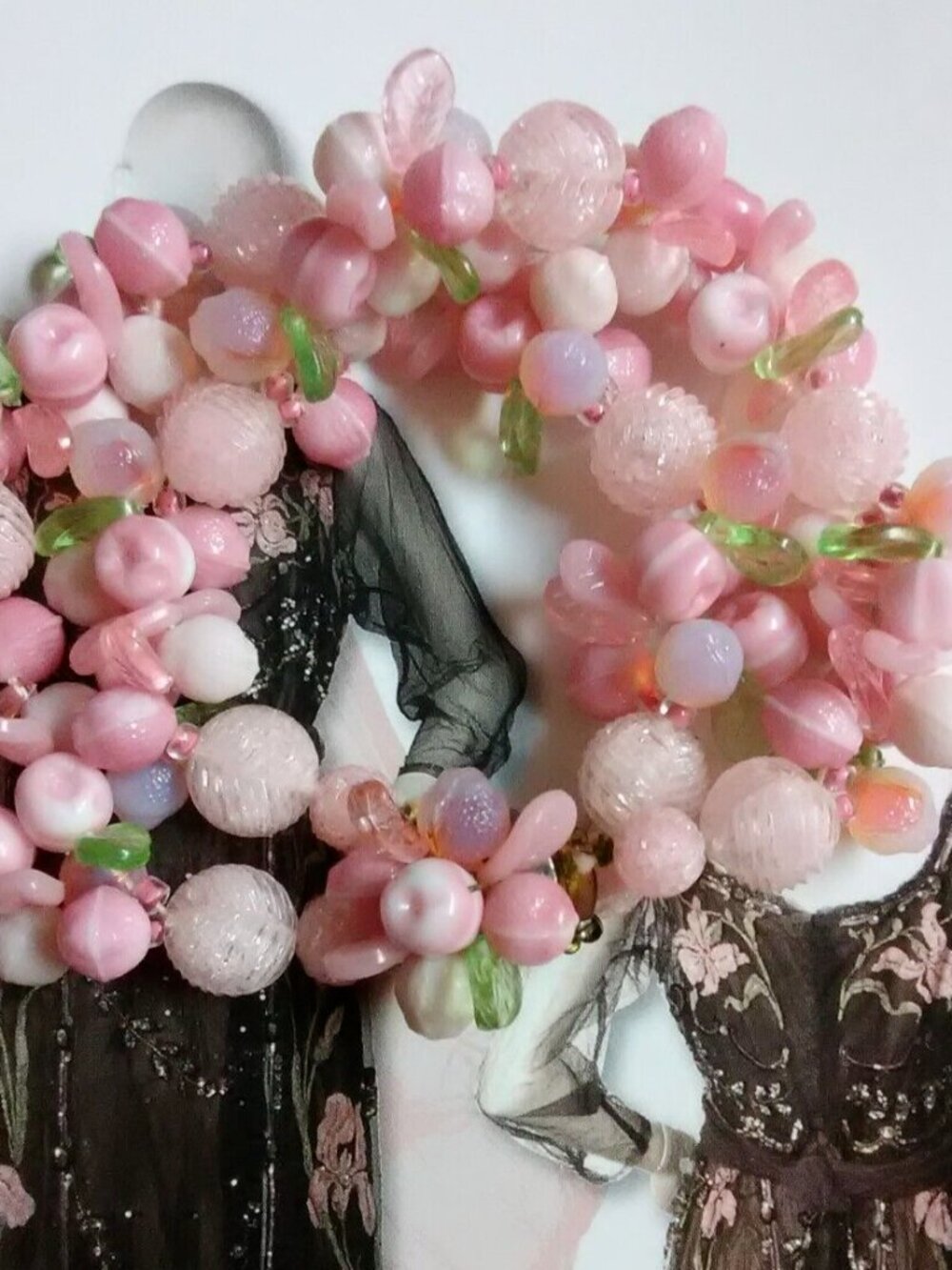 Vintage Western Germany 2 strand bracelet pink and green